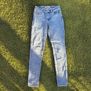 Levis 711 Skinny Jeans Womens Size 27 26x30 Medium Wash Blue Stretch Denim